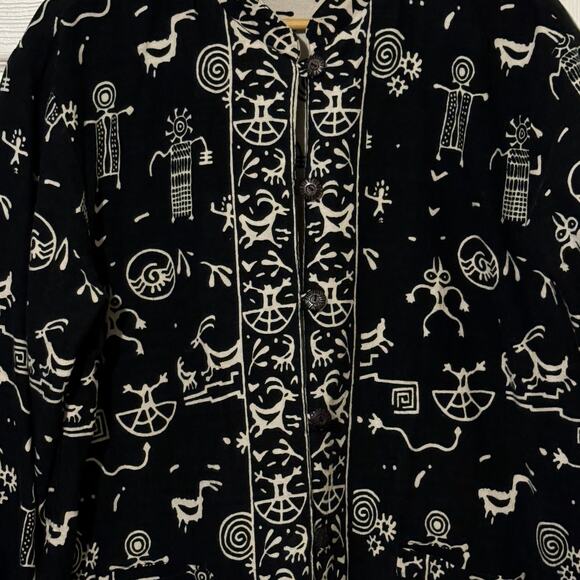 Primitive Arts Black & White Reversible Southwestern Aztec Button Up Jacket - Picture 9 of 12